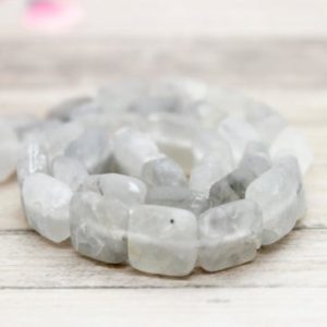 Shop Quartz Crystal Bead Shapes! Natural Quartz Beads, Matte Cloudy Quartz Flat Square Natural Gemstone Loose Beads – PG121 | Natural genuine other-shape Quartz beads for beading and jewelry making.  #jewelry #beads #beadedjewelry #diyjewelry #jewelrymaking #beadstore #beading #affiliate #ad