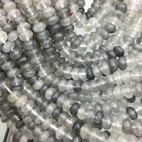 8x5mm Gray Quartz Rondelle Beads, Gemstone Beads, Wholesale Beads