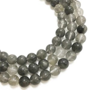 Shop Quartz Crystal Round Beads! 10mm Gray Quartz Beads, Round Gemstone Beads, Wholesale Beads | Natural genuine round Quartz beads for beading and jewelry making.  #jewelry #beads #beadedjewelry #diyjewelry #jewelrymaking #beadstore #beading #affiliate #ad