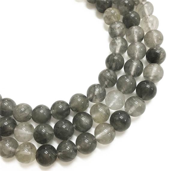 10mm Gray Quartz Beads, Round Gemstone Beads, Wholesale Beads