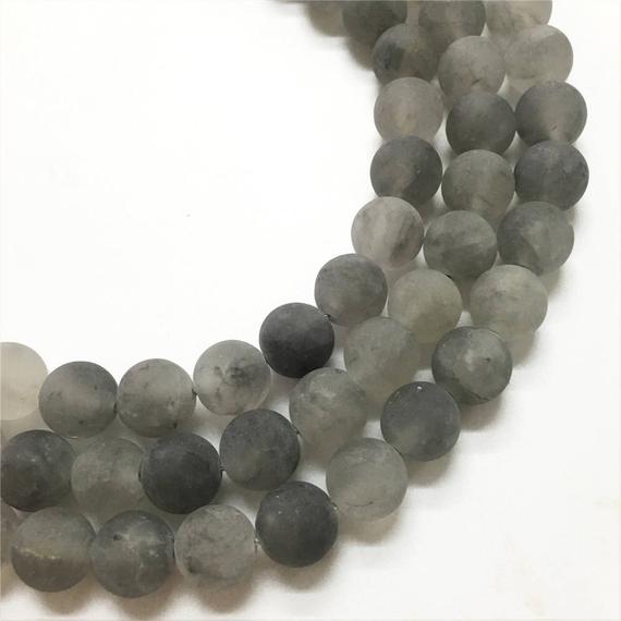 10mm Matte Gray Quartz Beads, Round Gemstone Beads, Wholasela Beads
