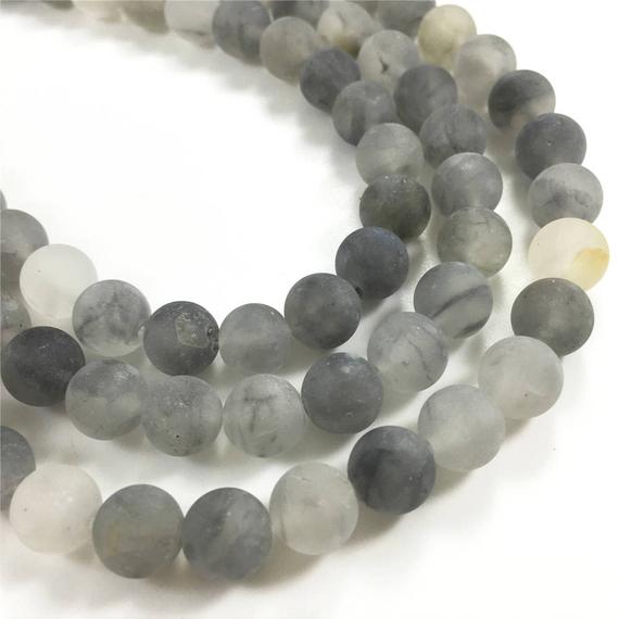 8mm Matte Gray Quartz Beads, Round Gemstone Beads, Wholesale Beads