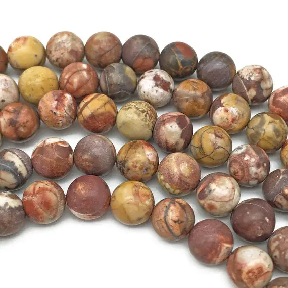 10mm Matte Matte Birdseye Rhyolite Jasper Beads, Round Gemstone Beads, Wholesale Beads
