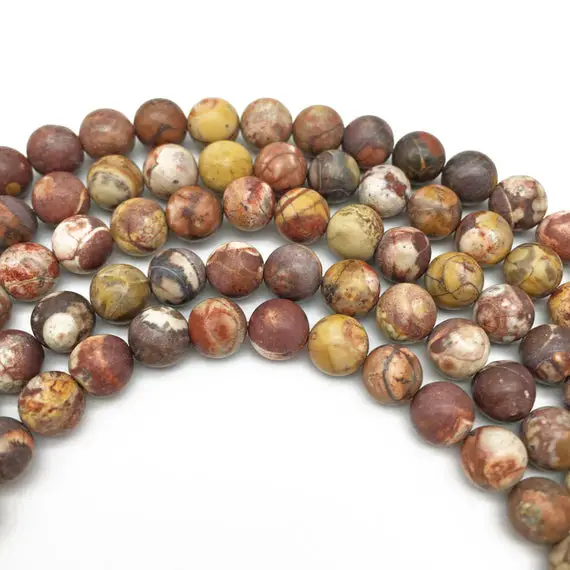8mm Matte Matte Birdseye Rhyolite Jasper Beads, Round Gemstone Beads, Wholesale Beads
