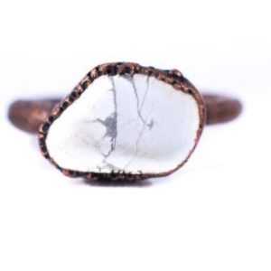 Shop Howlite Rings! Raw howlite ring | Natural howlite jewelry | Rough howlite stone ring | Raw howlite crystal ring | Howlite Ring | Natural genuine Howlite rings, simple unique handcrafted gemstone rings. #rings #jewelry #shopping #gift #handmade #fashion #style #affiliate #ad
