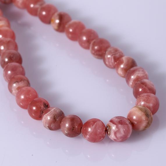 Rhodochrosite Beaded Necklace Natural Rhodochrosite Gemstone Necklace 6mm Round Beads Birthday Gift For Girlfriend Pink Rhodochrosite Beads