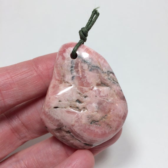 1.7" Rhodochrosite Pendant - Top Drilled - Tumbled - Natural Crystal - Healing Crystal - Meditation Stone - Jewelry Gift - From Peru - 28g