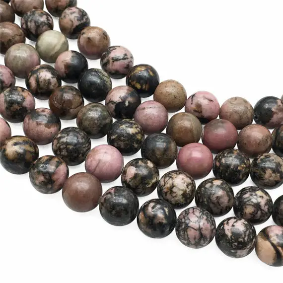 10mm Rhodonite Beads, Round Gemstone Beads, Wholesale Beads