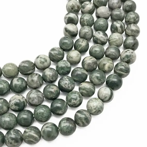 10mm Green Rhodonite Beads, Round Gemstone Beads, Wholesale Beads