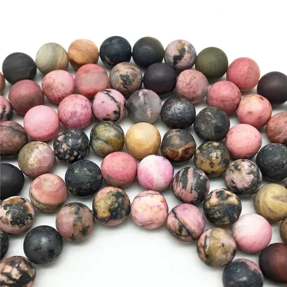 10mm Matte Rhodonite Beads, Round Gemstone Beads, Wholesale Beads