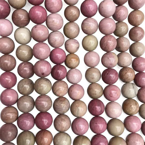 10mm Pink Rhodonite Beads, Round Gemstone Beads, Wholesale Beads