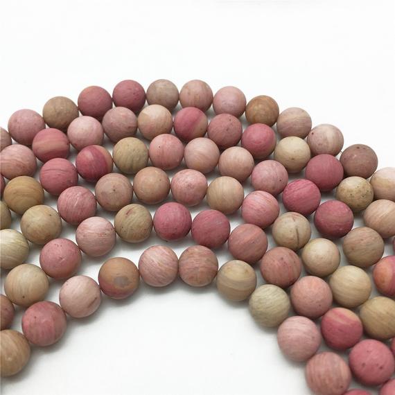 6mm Matte Pink Rhodonite Beads, Round Gemstone Beads, Wholesale Beads