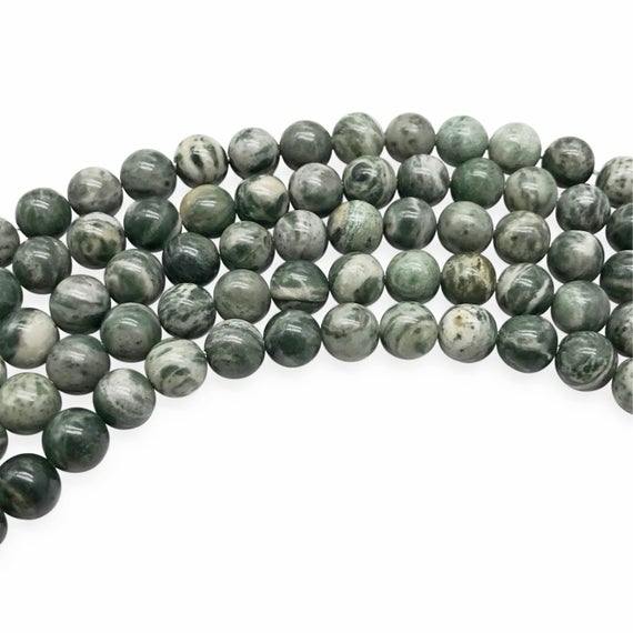 8mm Green Rhodonite Beads, Round Gemstone Beads, Wholesale Beads
