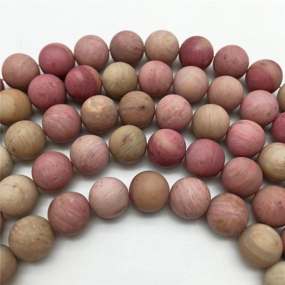 8mm Matte Pink Rhodonite Beads, Round Gemstone Beads, Wholesale Beads