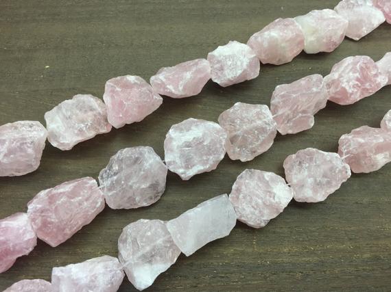 Large Rose Quartz Nugget Beads Raw Rough Hammered Rock Quartz Crystal Points Center Drilled Gemstone Beads Supplies For Jewelry Making Xp