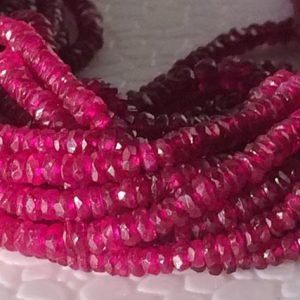 Shop Ruby Faceted Beads! 2.5mm Ruby Faceted Rondelle Beads, Natural African Ruby Beads, 6 Inches Ruby For Jewelry, Original Ruby Beads – PS5152 | Natural genuine faceted Ruby beads for beading and jewelry making.  #jewelry #beads #beadedjewelry #diyjewelry #jewelrymaking #beadstore #beading #affiliate #ad