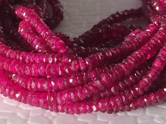 2.5mm Ruby Faceted Rondelle Beads, Natural African Ruby Beads, 6 Inches Ruby For Jewelry, Original Ruby Beads - Ps5152