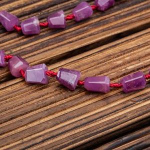 Shop Ruby Faceted Beads! Ruby Corundum faceted beads 8-9.5mm (ETB00921) Unique jewelry/Vintage jewelry/Gemstone necklace | Natural genuine faceted Ruby beads for beading and jewelry making.  #jewelry #beads #beadedjewelry #diyjewelry #jewelrymaking #beadstore #beading #affiliate #ad