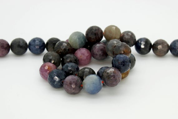 High Quality Natural Ruby & Sapphire Grade Aaa Mixed Faceted Round Ball Sphere Natural Gemstone Beads Loose Bead - Rnf27