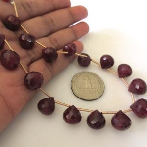 Shop Ruby Bead Shapes! Red Corundum/Ruby Onion Shaped Briolette Beads, Ruby Briolette Beads, Ruby Faceted Briolette Beads, 6-8mm/8-11mm Beads, GDS1154 | Natural genuine other-shape Ruby beads for beading and jewelry making.  #jewelry #beads #beadedjewelry #diyjewelry #jewelrymaking #beadstore #beading #affiliate #ad