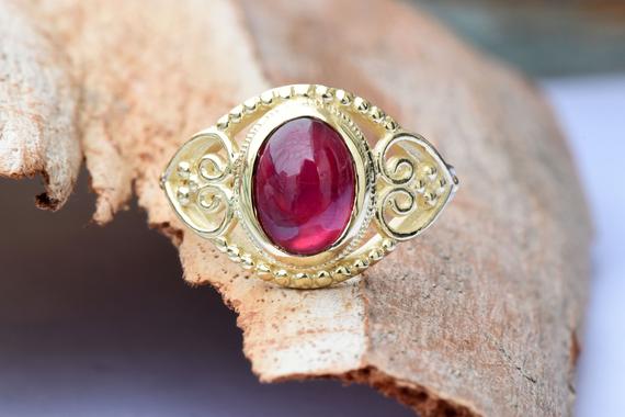 Ruby Statement Ring-ruby Ring-art Deco Ring-gold Ring-women Jewelry-for Her-holidays Gift-free Shipping-fashion Ring-ruby Stackable Ring
