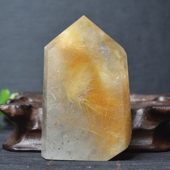 2.87"golden Rutilated Quartz Tower/rutilated Natural Crystal Point/special  Gift-73*46*20mm 135g
