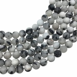 Shop Rutilated Quartz Round Beads! 10mm Matte Black Rutilated Quartz Beads, Round Gemstone Beads, Wholesale Beads | Natural genuine round Rutilated Quartz beads for beading and jewelry making.  #jewelry #beads #beadedjewelry #diyjewelry #jewelrymaking #beadstore #beading #affiliate #ad