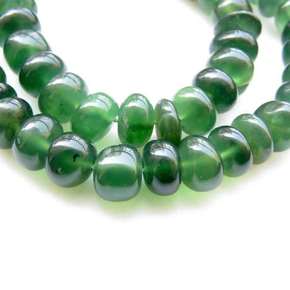 Natural Green Serpentine Rondelle Beads, Serpentine Smooth Rondelle Beads, 8mm/9-10mm Loose Serpentine Beads, 16"/8" Strand, Gds1297