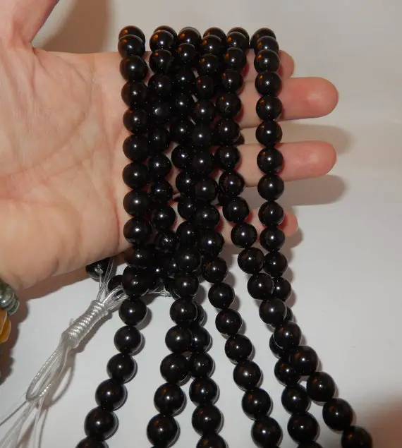 Shungite Beads - 15" Length Round Bead Strand  - 10mm Beads