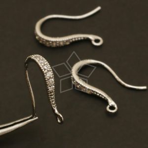 Shop Ear Wires & Posts for Making Earrings! SI-040-OR / 2 Pcs – Shapely CZ Stones Ear Wires, Jewelry Earrings Findings, Tarnish Resistant 925 Sterling Silver / 19mm | Shop jewelry making and beading supplies, tools & findings for DIY jewelry making and crafts. #jewelrymaking #diyjewelry #jewelrycrafts #jewelrysupplies #beading #affiliate #ad