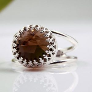 Shop Smoky Quartz Rings! Silver Ring · Smoky Quartz Ring · Small Ring · Stackable Ring · Stacking Gemstone Ring · Stack Ring · Stone Ring · Sterling Ring | Natural genuine Smoky Quartz rings, simple unique handcrafted gemstone rings. #rings #jewelry #shopping #gift #handmade #fashion #style #affiliate #ad