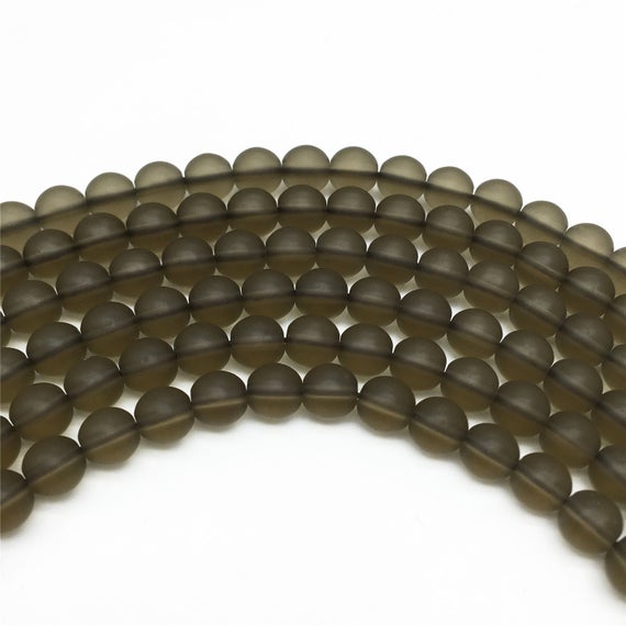6mm Matte Smoky Quartz Beads, Round Gemstone Beads, Wholesale Beads