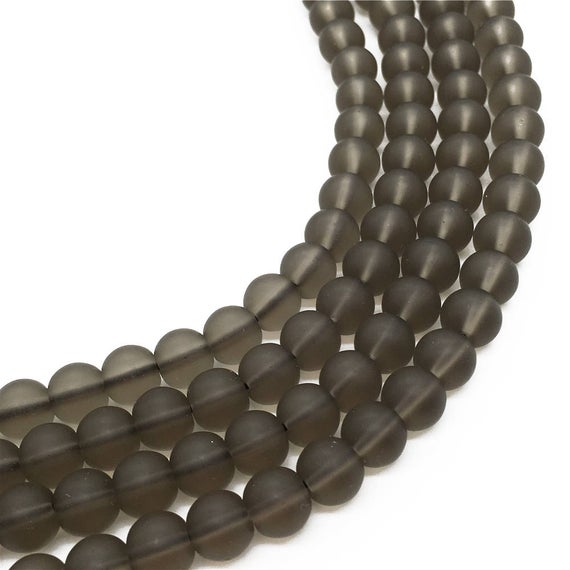 8mm Matte Smoky Quartz Beads, Round Gemstone Beads, Wholesale Beads