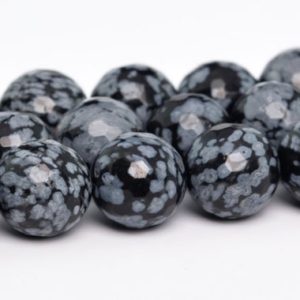 Snowflake Obsidian Beads Grade AAA Genuine Natural Gemstone Micro Faceted Round Loose Beads 8MM 9-10MM 12MM Bulk Lot Options | Natural genuine faceted Snowflake Obsidian beads for beading and jewelry making.  #jewelry #beads #beadedjewelry #diyjewelry #jewelrymaking #beadstore #beading #affiliate #ad