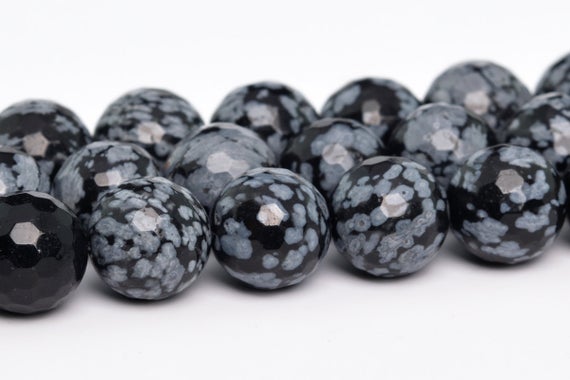 Snowflake Obsidian Beads Grade Aaa Genuine Natural Gemstone Micro Faceted Round Loose Beads 8mm 9-10mm 12mm Bulk Lot Options