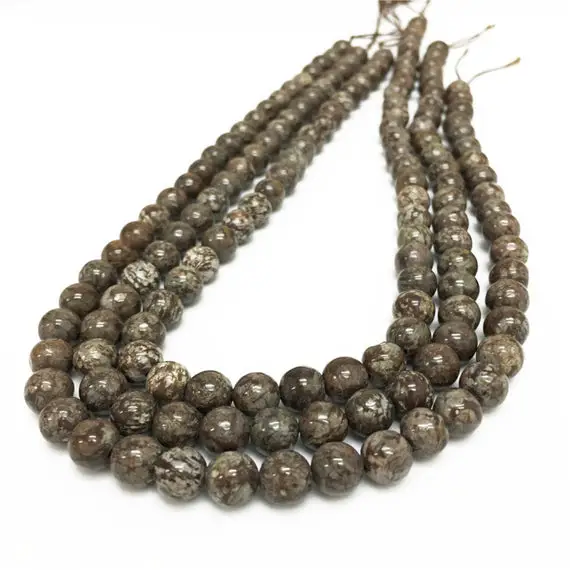 8mm Brown Snowflake Obsidian Beads, Round Gemstone Beads, Wholesale Beads