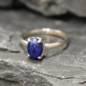 Shop Sodalite Rings! Sodalite Ring, Natural Sodalite, Blue Solitaire Ring, Dainty Ring, Promise Ring, Dark Blue Ring, Oval Ring, Simple Ring, Solid Silver Ring | Natural genuine Sodalite rings, simple unique handcrafted gemstone rings. #rings #jewelry #shopping #gift #handmade #fashion #style #affiliate #ad