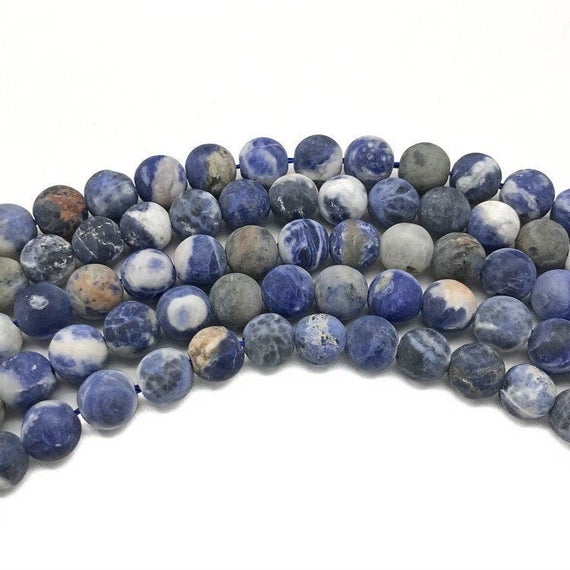8mm Matte Sodalite Beads, Round Gemstone Beads, Wholesale Beads