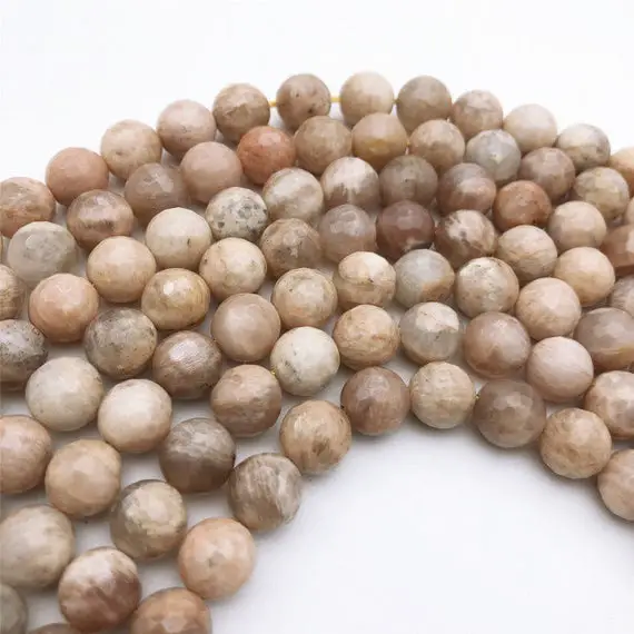 10mm Natural Faceted Sunstone Beads, Gemstone Beads, Wholesale Beads