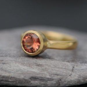 Shop Sunstone Rings! Oregon Sunstone Ring in 18K Gold – Peach Gemstone Solitaire Ring | Natural genuine Sunstone rings, simple unique handcrafted gemstone rings. #rings #jewelry #shopping #gift #handmade #fashion #style #affiliate #ad