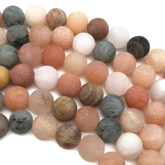 10mm Matte Sunstone Beads, Orange Sunstone Beads, Round Gemstone Beads, Wholesale Beads