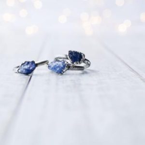 Shop Tanzanite Rings! Oxidized Silver Tanzanite ring | Stone stacking ring | Electroformed jewelry | Birthstone jewelry | Birthstone Ring | Natural genuine Tanzanite rings, simple unique handcrafted gemstone rings. #rings #jewelry #shopping #gift #handmade #fashion #style #affiliate #ad