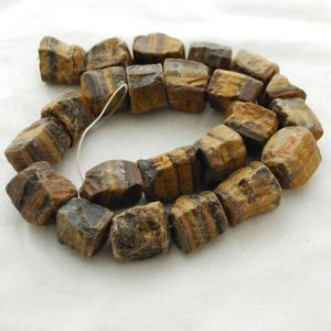 Shop Tiger Eye Chip & Nugget Beads! Raw Natural Tiger Eye Semi-precious Gemstone Chunky Nugget Beads – 13mm – 15mm x 18mm – 22mm – 15" strand | Natural genuine chip Tiger Eye beads for beading and jewelry making.  #jewelry #beads #beadedjewelry #diyjewelry #jewelrymaking #beadstore #beading #affiliate #ad