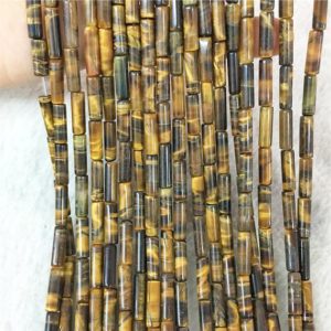 Shop Tiger Eye Bead Shapes! 4x13mm Yellow Tiger Eye Tube Beads, Gemstone Beads,Wholesale Beads | Natural genuine other-shape Tiger Eye beads for beading and jewelry making.  #jewelry #beads #beadedjewelry #diyjewelry #jewelrymaking #beadstore #beading #affiliate #ad