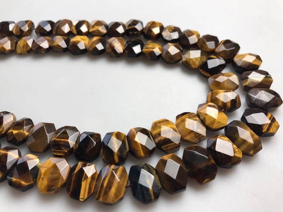 Yellow Tiger Eye Rectangle Slice Faceted Octagon Beads Approx 10x14mm 15.5" Strd