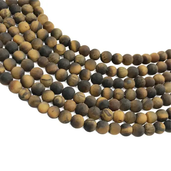 6mm Matte Yellow Tiger Eye Beads, Round Gemstone Beads, Wholesale Beads