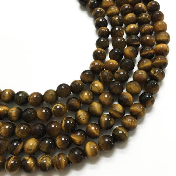 6mm Yellow Tiger Eye Beads, Round Gemstone Beads, Wholesale Beads
