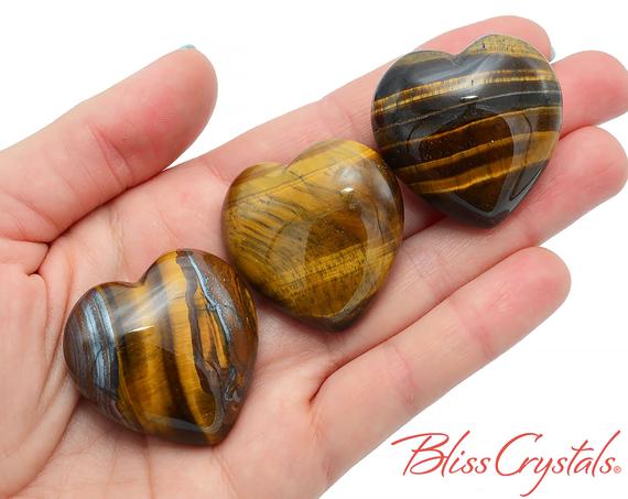 1 Gold Tigers Eye Heart Medium Polished Stone Healing Crystal And Stone #gh18