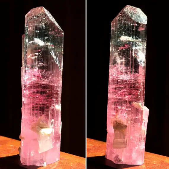 Tourmaline Crystal Point, Natural Elbaite Tourmaline. Pink - Rubellite & Green - Verdite Bi Colored Paprok Tourmaline Crystal Point