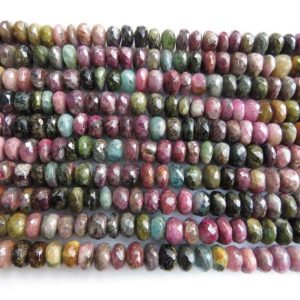 Shop Tourmaline Faceted Beads! Multi Tourmaline 10mm To 11mm Faceted Rondelles Beads, Pink Tourmaline beads, Green Tourmaline Beads, 13 Inch Strand, GDS1362 | Natural genuine faceted Tourmaline beads for beading and jewelry making.  #jewelry #beads #beadedjewelry #diyjewelry #jewelrymaking #beadstore #beading #affiliate #ad